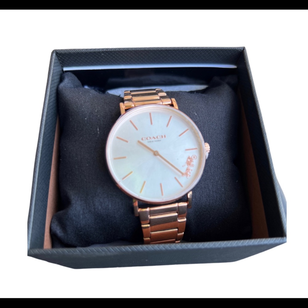 NIB Women's COACH Perry Rose Gold-Tone Stainless Steel Bracelet Watch 36mm